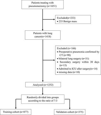 Nomogram prediction model of postoperative pneumonia in patients with lung cancer: A retrospective cohort study